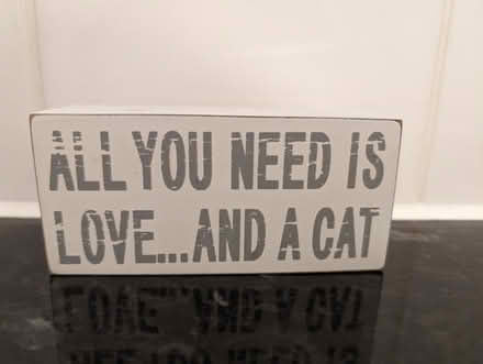 Photo of free 'All you need is love and a cat' wooden ornament (Stanway CO3) #1
