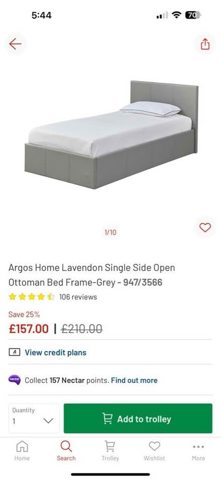 Photo of free Grey single ottoman bed base (Gateshead NE10) #1
