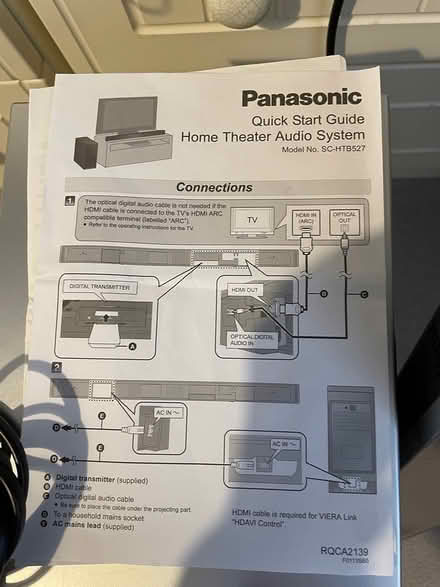 Photo of free Panasonic Sound bar and sub woofer (Higher Bebington CH63) #2