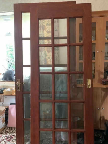 Photo of free Two hardwood internal doors with clear glass panels (Killinghall HG3) #1