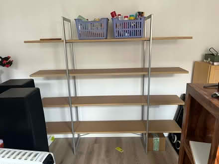 Photo of free Modern wood and metal display shelf (Amersham) #1