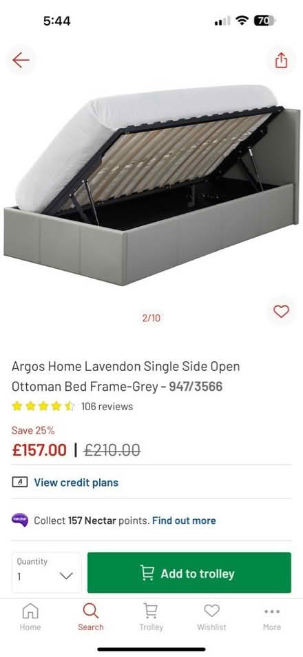 Photo of free Grey single ottoman bed base (Gateshead NE10) #2