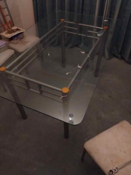 Photo of free Metal table with a glass table top, 6 chairs (Emscote CV34) #2