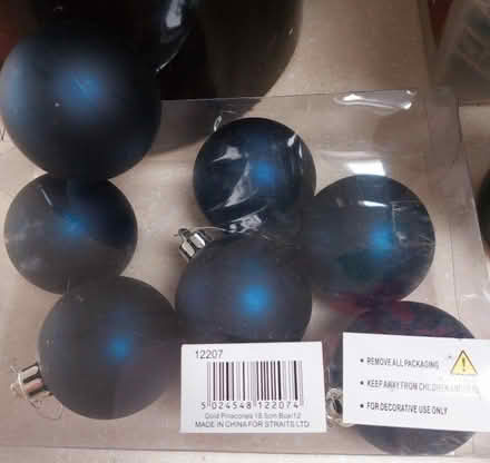 Photo of free 7 Christmas baubles, blue/black matte (Ringmer BN8) #1
