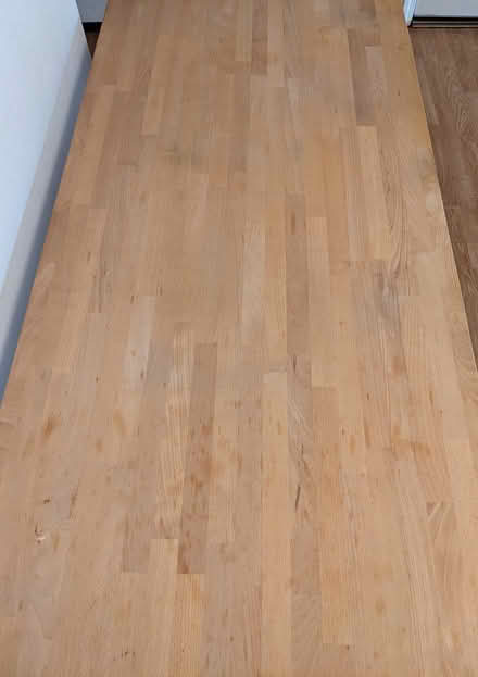 Photo of free Wooden table with steel legs (Near downtown Sunnyvale) #2