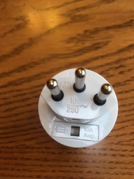 Photo of free 3 pin Swiss to 2 pin US/European electrical adaptor (Tolworth KT6) #1