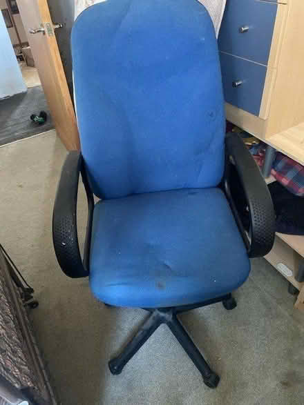 Photo of free Blue swivel "office" chair (Wrestlingworth nr Biggleswade) #1