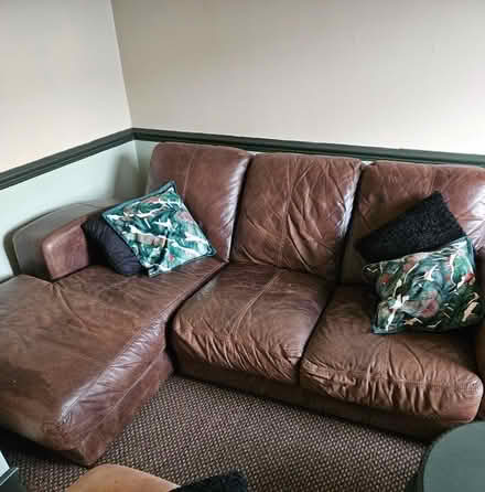 Photo of free Leather sofa, very heavy. (Malinslee TF3) #1