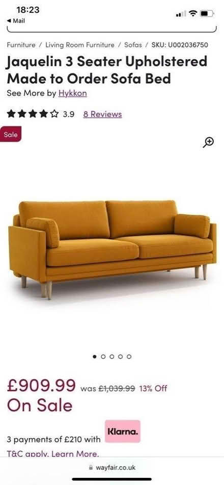 Photo of free Mustard 3 seater sofa (Deptford SE8) #1