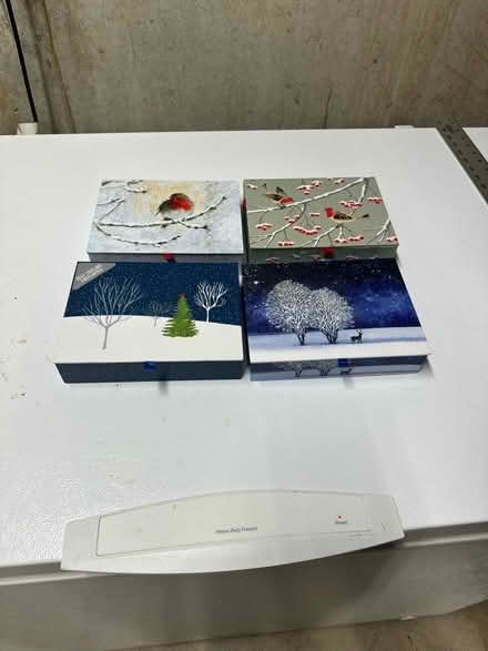 Photo of free Cardboard note card boxes (Kehrs Mill Road& Strecker) #2