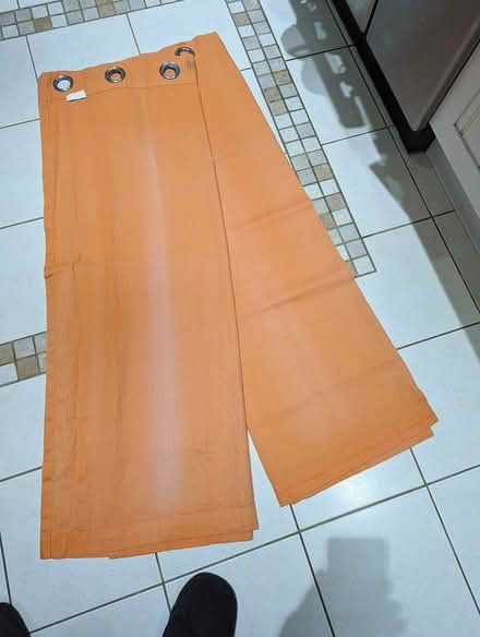 Photo of free Pair Orange Curtains (Mytchett GU16) #1