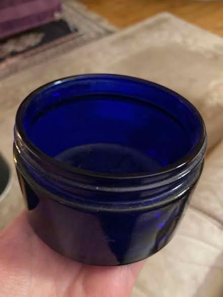 Photo of free Empty blue glass jar (Whiteshill GL6) #1