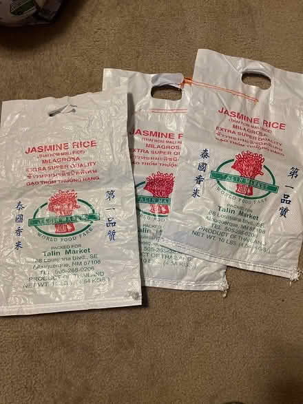 Photo of free 3 empty 10 lb rice bags (Rio Grande/Candelaria) #1