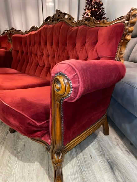 Photo of free Red Antique Sofa & Armchair (Edmonton Green) #1