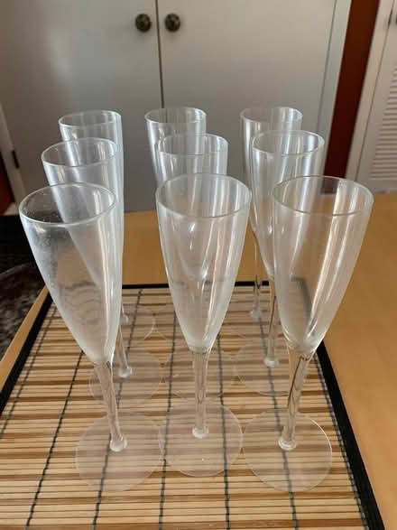 Photo of free 9 glass champagne flutes (Near Maclay School) #1