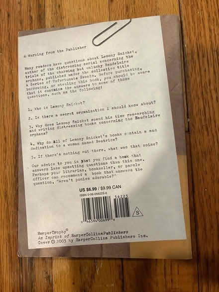Photo of free Book about Lemony Snicket (Ridgewood, NJ) #2