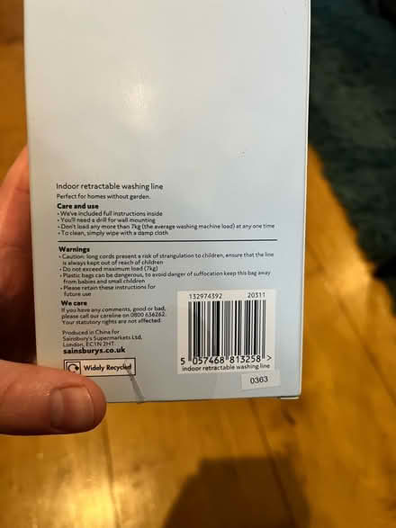 Photo of free Indoor washing line 3.5m (OX14) #1