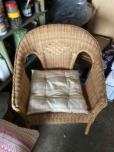 Photo of free Wicker chair with cushion (Whiteshill GL6) #1