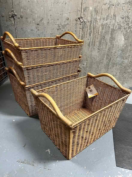 Photo of free Lg Handled Wicker Storage Baskets (East Harlem, above 125th St) #1