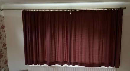 Photo of free Burgundy Curtains and Metal Pole 155cm L / 270cm W (Noctorum CH43) #4