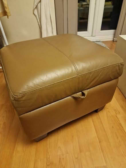 Photo of free Faux tan leather footstool (Spondon) #1