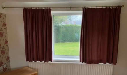 Photo of free Burgundy Curtains and Metal Pole 155cm L / 270cm W (Noctorum CH43) #2