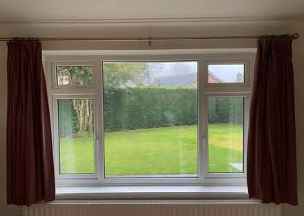 Photo of free Burgundy Curtains and Metal Pole 155cm L / 270cm W (Noctorum CH43) #1