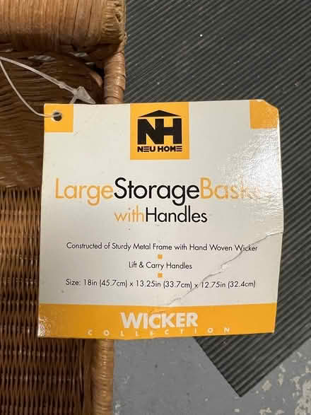 Photo of free Lg Handled Wicker Storage Baskets (East Harlem, above 125th St) #2