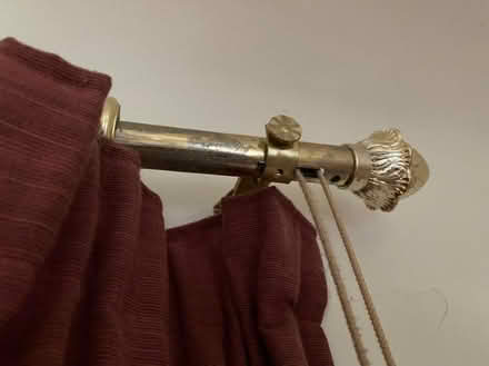Photo of free Burgundy Curtains and Metal Pole 210cm L / 320cm W (Noctorum CH43) #1