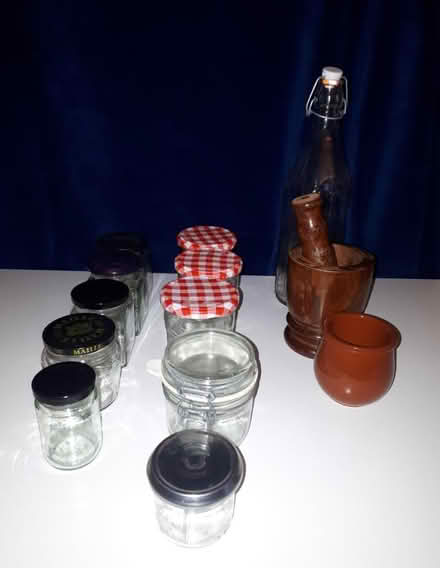 Photo of free Glass jars, pestle & mortar etc (South Tottenham N15) #1