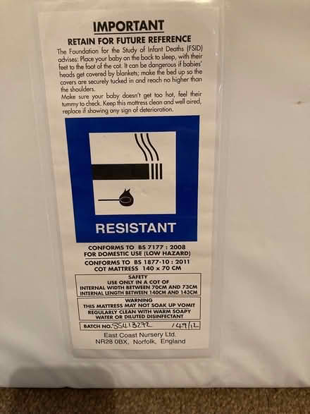 Photo of free Waterproof cot bed mattress (Lanark) #2