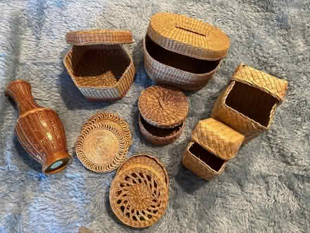 Photo of free Baskets, vase, coasters (Norland Ave, Chbg) #1