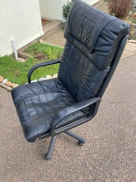 Photo of free Black leather desk chair (Woodbridge IP12) #3