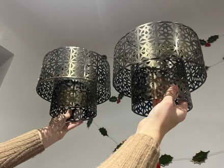 Photo of free Two metal ceiling lamp shades (Brantham CO11) #2