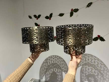 Photo of free Two metal ceiling lamp shades (Brantham CO11) #3