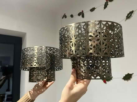 Photo of free Two metal ceiling lamp shades (Brantham CO11) #1