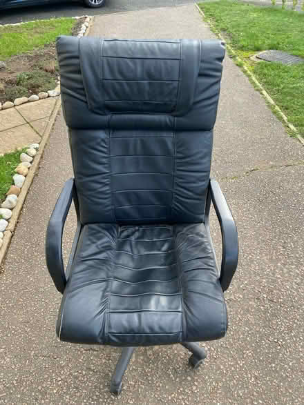 Photo of free Black leather desk chair (Woodbridge IP12) #2