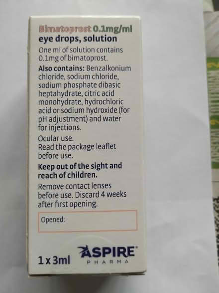 Photo of free Bimatoprost 0.1 mg/ml eye drops (Upper Edmonton N18) #2