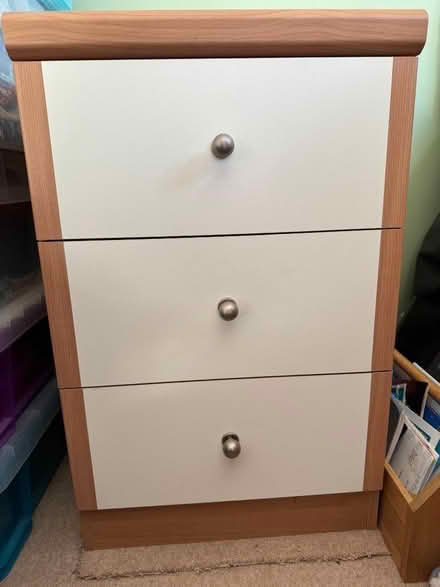 Photo of free Wooden 3 drawer bed side chest of drawers (Marshalswick AL4) #1