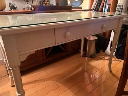 Photo of free Wood desk with glass top (Upper West Side) #1