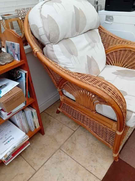 Photo of free 2 cane chairs, zip on one cushion need replacing. (Oxford ST6) #1