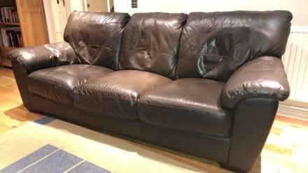 Photo of free 3 seater sofa in brown leather (Lower Earley RG6) #1