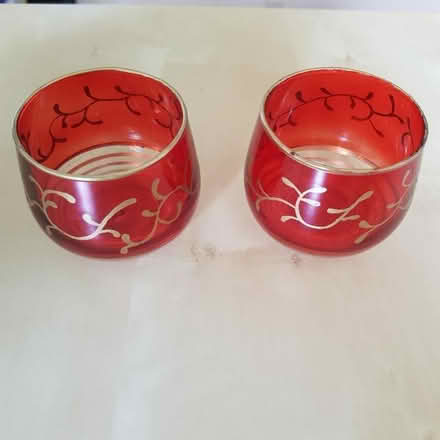 Photo of free Three Red Glass Tealight Holders (Handforth SK9) #1