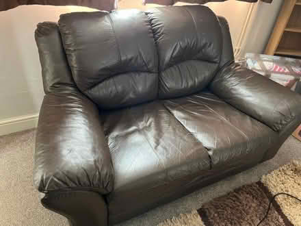 Photo of free Brown Leather Sofa (Hailsham BN27) #1