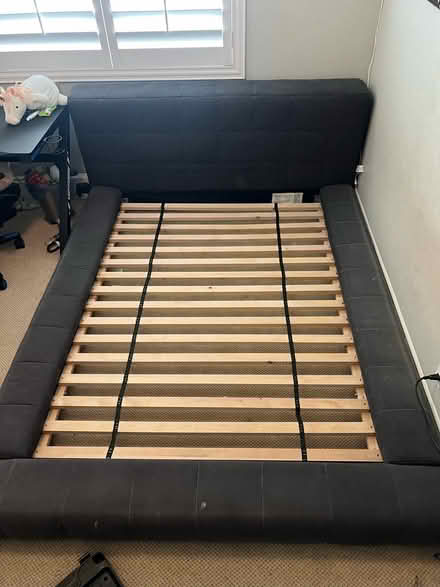 Photo of free Full Sz Pottery Barn Upholstery Bed (Melinda Rd and Santa Marg Pkwy) #1
