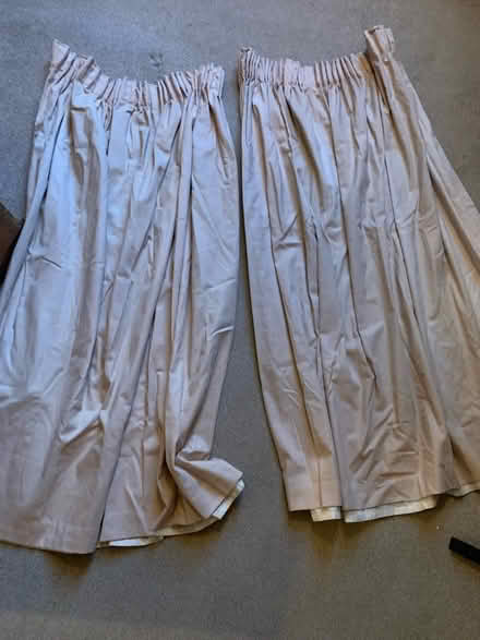 Photo of free Pair cream lined curtains and rail (GL53) #1
