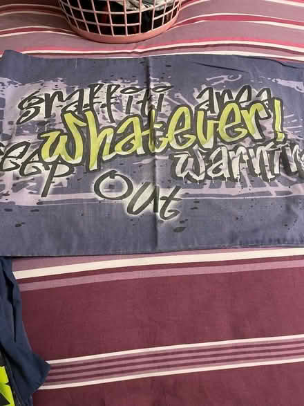 Photo of free Graphitti style single duvet and pillowcase set (Sele Farm SG14) #1