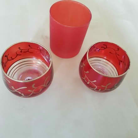 Photo of free Three Red Glass Tealight Holders (Handforth SK9) #3