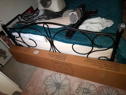 Photo of free Black metal kingsize bedframe (BD20) #2