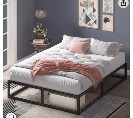 Photo of free Black metal king size bed frame (SE20) #2
